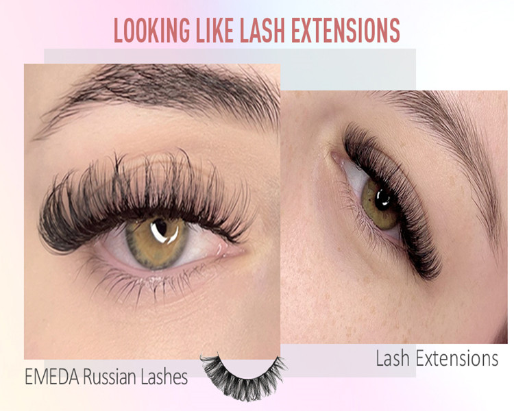 EMEDA NEW Style Natural Russian Strip Lashes Wholesale with Private Label-YZZ
